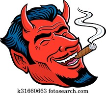 Laughing Devil Face Smoking Cigar Laughing Devil Face Smoking Cigar