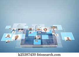 pictures of businesspeople over tablet pc