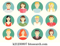 Set of diverse people avatar icons