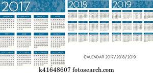 単純である 青 カレンダー ために 年 17 18 19 そして 中に ベクトル Format クリップアート 切り張り イラスト 絵画 集 K Fotosearch