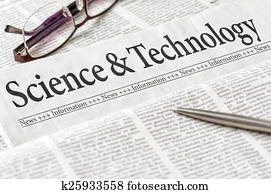 um, jornal, com, a, manchete, ciência tecnologia