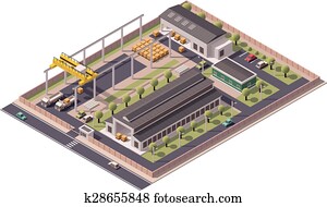 Vector isometric factory buildings icon Vector isometric factory buildings icon