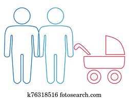 A schematic depiction of a family couple of gay men with children A schematic depiction of a family couple of gay men with children