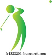 golfer swinging the ball with his club golfer swinging the ball with his club