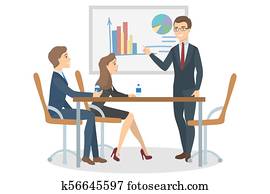 reunião, em, escritório.