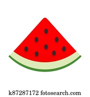 Slice of watermelon icon, flat style Slice of watermelon icon, flat style