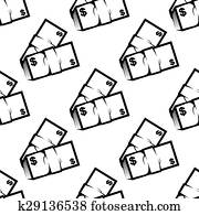Stacks of dollars seamless pattern