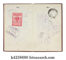 Vintage United States Passport 1928 Stamps