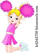 Cute cheerleading girl jumping in Cute cheerleading girl jumping in