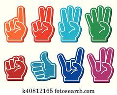Foam fingers vector set Foam fingers vector set
