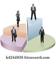 geschäftsmenschen, stehen, auf, erfolg, kreisdiagramm, stück