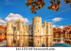 Historic Bodiam Castle in East Sussex, England
