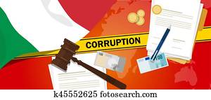 Italy corruption money bribery financial law contract police line for a case scandal government official