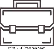 lederene handkoffer, pictogram, schets, stijl
