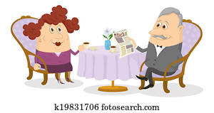 Old Gentleman and lady drinking coffee