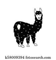 vetorial, ilustração, de, cute, lhama