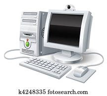 מחשב של פי.סי, עם, צפה, מקלדת, ו, עכבר