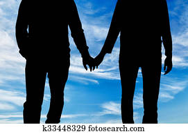 צללית, שמח, גברים הומוסקסואליים, להחזיק ידיים