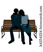 African American Couple Illustration Silhouette