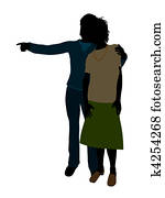 African American Senior Couple Illustration Silhouette