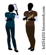 african american zena, a, muzsky lekar, tieňový obraz