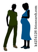 afrikanische amerikanische frau, doktor, silhouette