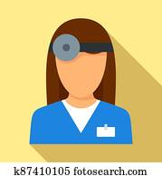 Eye examination doctor icon, flat style Eye examination doctor icon, flat style
