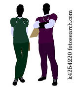 Female and Male Doctor Silhouette Female and Male Doctor Silhouette