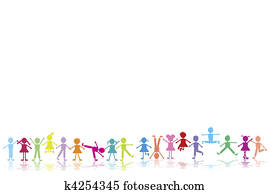 groupe, de, heureux, enfants jouer