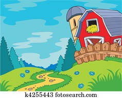 land, landschaft, mit, scheune land, landschaft, mit, scheune