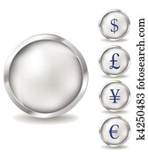 Silver coins set. Various variants of design.