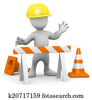 3d Man at road works 3d Man at road works