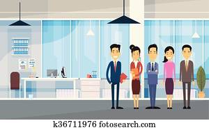 asiatisches geschäft, leute, gesellschaft, in, modernes, büro