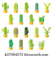 Cactus abstract flat colorful set Cactus abstract flat colorful set