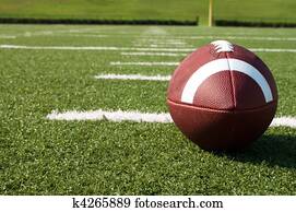 closeup, de, futebol americano, ligado, campo