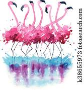 flamingos watercolor painting flamingos watercolor painting