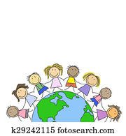 gosses, mondiale, enfants, globe, graphique