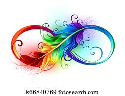 Infinity symbol with rainbow feather Infinity symbol with rainbow feather