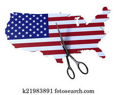 landkarte, von, amerika, fahne, schneiden, per, schere