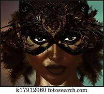 Masquerade mask with feathers.