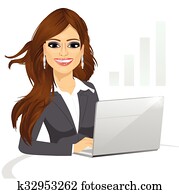 unternehmerin, arbeiten, laptop