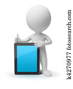 3d, pequeño, gente, -, ipad