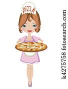 Girl with pizza. Girl with pizza.