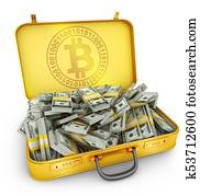 valise, bitcoin, et, dollars