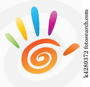 Abstract vector colored spiral hand Abstract vector colored spiral hand
