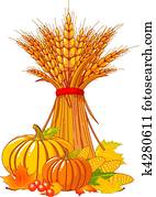 ação graças, /, colheita, fundo