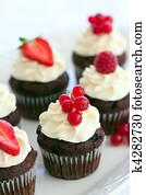 baga vermelha, cupcakes