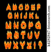 Burning Alphabet Drawing | k3710433 | Fotosearch