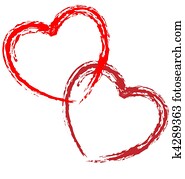Couple of vector artistic hearts Couple of vector artistic hearts