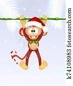 cute monkey at Christmas